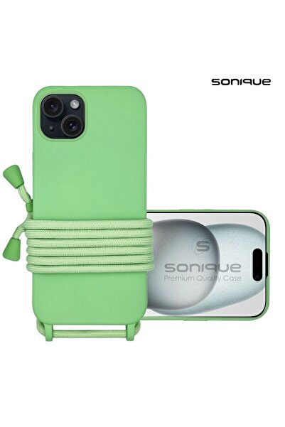 OEM Θήκη Σιλικόνης με Κορδόνι CarryHang Sonique Apple iPhone 15 Plus Πράσινο ...