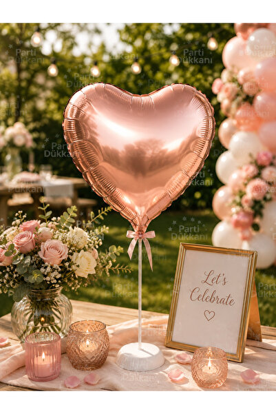 Parti Dükkanı Rosegold 18 Inch Heart Foil Balloon Helium Compatible Birthday ...