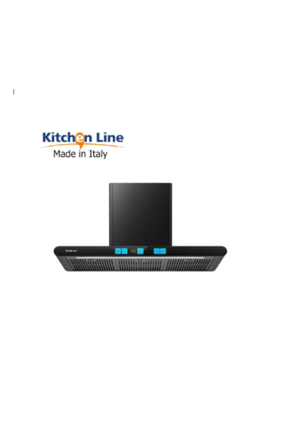 Kitchen Line غطاء محرك السيارة أسود مسطح بطول 90 سم مع فلتر كامل - قوة 1380 م (3 حصان)