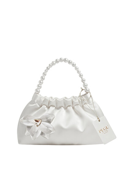 pegu baby collection White Satin Crystal Glass Stone Design, Handmade Pearl H...