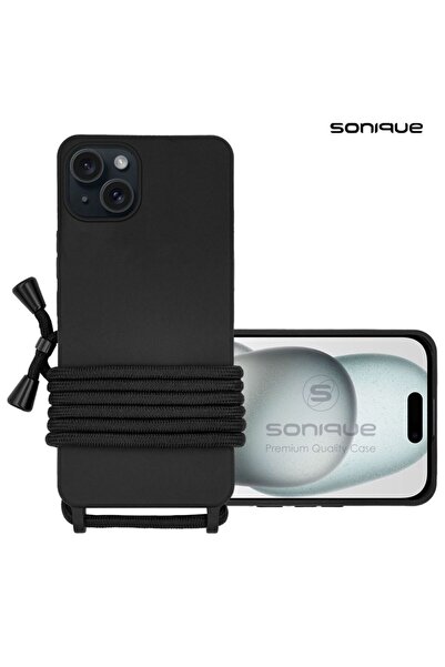 OEM Θήκη Σιλικόνης με Κορδόνι CarryHang Sonique Apple iPhone 15 Plus Μαύρο