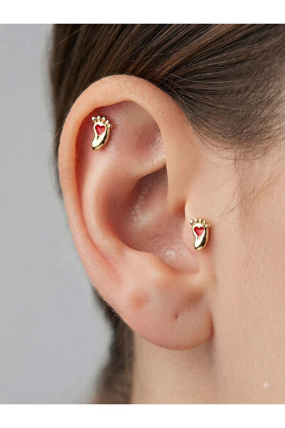 kurukafagift Ayakizi Figürlü Kapli Çelik Helix Tragus Piercing
