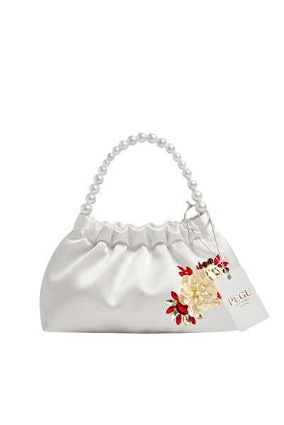pegu baby collection White Satin Crystal Glass Stone Design, Handmade Pearl H...