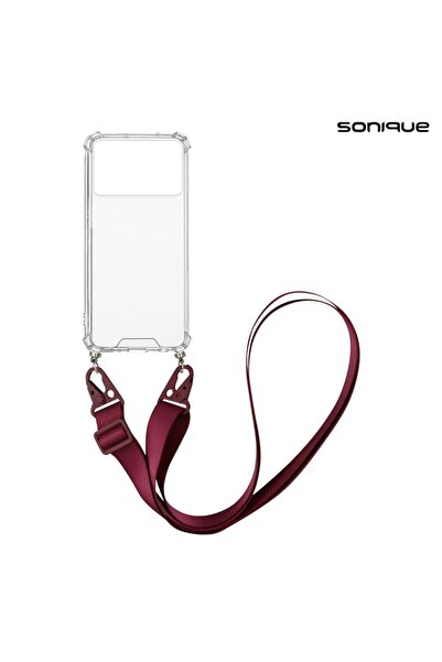 OEM Θήκη Σιλικόνης με Strap Sonique Armor Clear Xiaomi Poco X6 Pro 5G Μπορντό