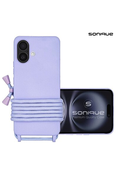 OEM Θήκη Σιλικόνης με Κορδόνι CarryHang Sonique Apple iPhone 16 Plus Λιλά