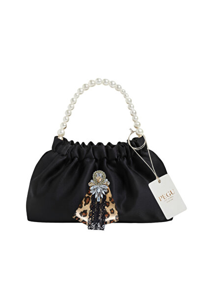 pegu baby collection Black Satin Crystal Glass Stone Design, Handmade Pearl H...