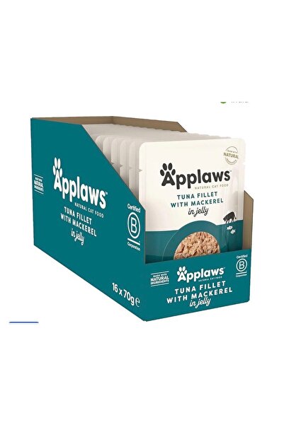 Applaws كرتون ابلاوز طعام للقطط البالغة رطب تونه مع سمك الماكرين 70غ *12 ظرف