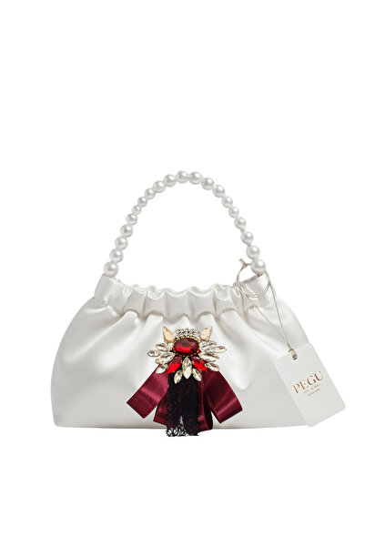 pegu baby collection White Satin Crystal Glass Stone Design, Handmade Pearl H...