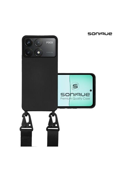 OEM Θήκη Σιλικόνης με Strap CarryHang Sonique Xiaomi Poco F6 Pro 5G Μαύρο