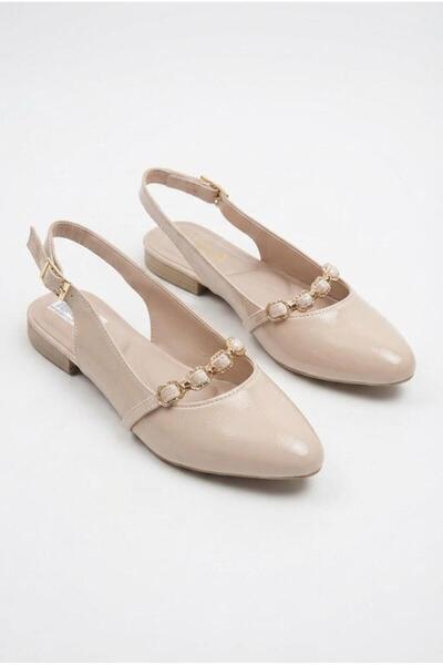 fort 90459 Comfortable Open-Back Women's Ballerinas with Stone Chain Buckle D...