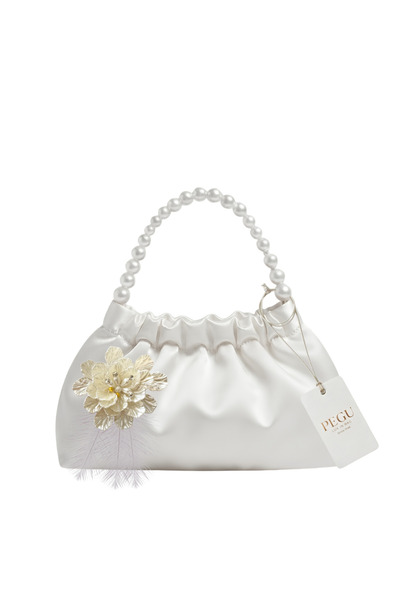 pegu baby collection White Satin Crystal Glass Stone Design, Handmade Pearl H...