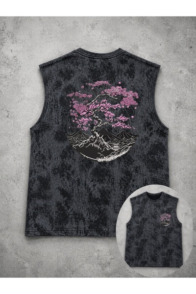 classy moda Unisex Black Washed Sleeveless Tank Top with Trendy Graphic Print...