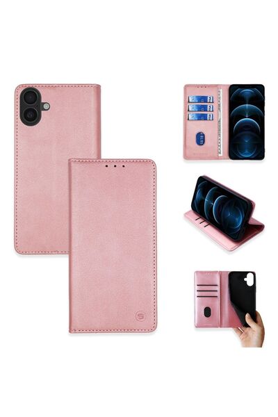 OEM Θήκη Πορτοφόλι Vintage Magnet Wallet Sonique Apple iPhone 16 Plus Ροζ Χρυσό