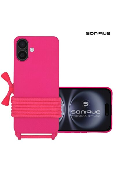 OEM Θήκη Σιλικόνης με Κορδόνι CarryHang Sonique Apple iPhone 16 Plus Φούξια