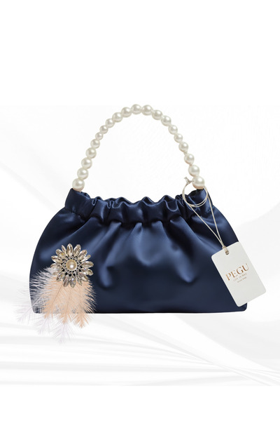 pegu baby collection Dark Blue Satin Crystal Glass Stone Design, Handmade Pea...