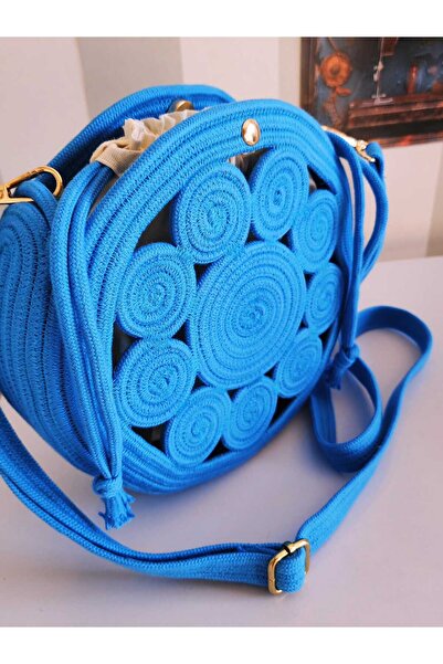 Yektayla Handmade Design Blue Bag, Rope Bag, Side Bag, Daily Bag
