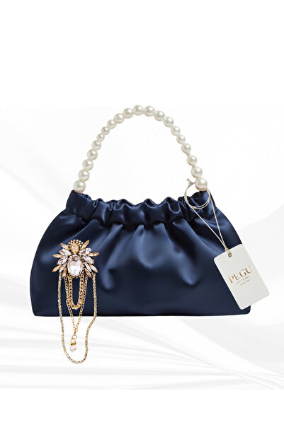 pegu baby collection Dark Blue Satin Crystal Glass Stone Design, Handmade Pea...