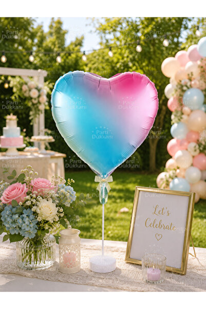 Parti Dükkanı Rainbow 18 Inch Heart Foil Balloon Helium Compatible Birthday V...