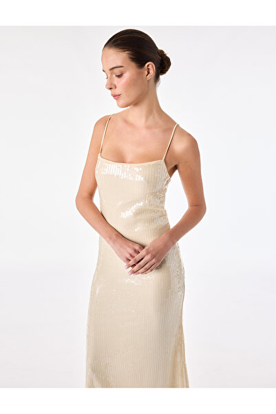 Koton Slim Fit Rope Strap Sequined Long Bodycon Dress