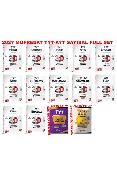 3D Yayınları 2027 TYT-AYT SAYISAL KONU ANLATIM TÜM DERSLER FULL SET