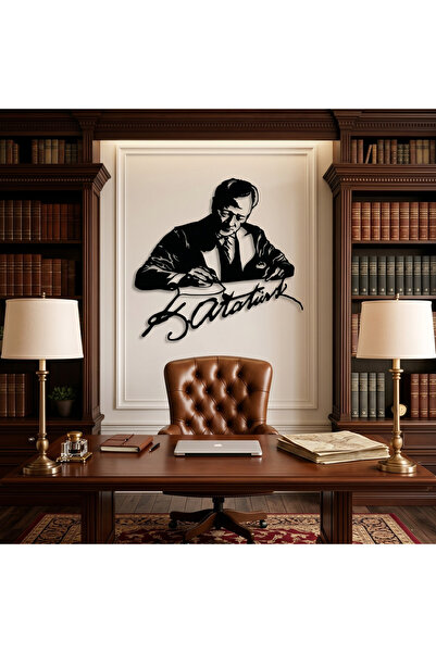 ALPHA METAL DESIGN Atatürk ve İmza Metal Duvar Tablosu