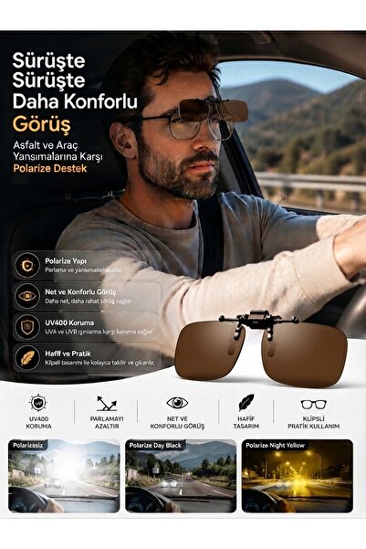 SOLEZON نظارات شمسية مستقطبة بمشبك حماية من الأشعة فوق البنفسجية 400، مشبك فو...