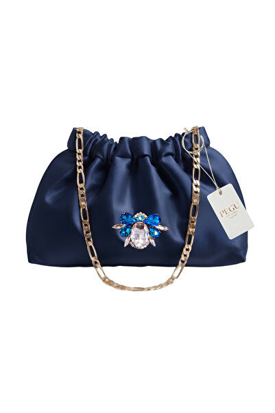 pegu baby collection SERIE ROYALE DIN SATIN ALBASTRU ÎNCHIS, GEANTĂ ARTIZANAL...