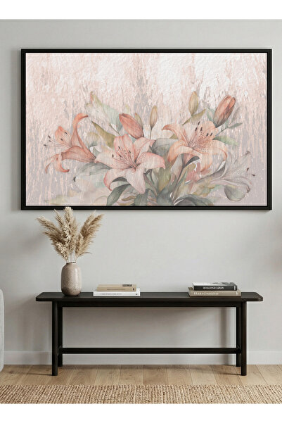 LOWHA Canvas Wall Art Stretched Over Wooden Frame with Black Floating Frame a...