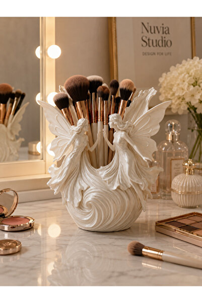 Nuvia Decorative Vase with Fairy Figure – Makeup Brush Holder and Pen Holder ...