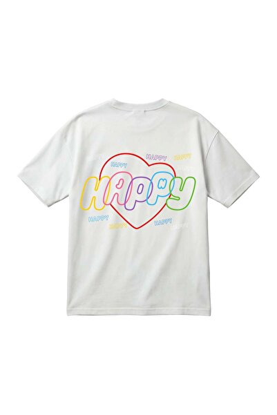 barsdepo Bts Happy Printed Unisex Oversize T-Shirt