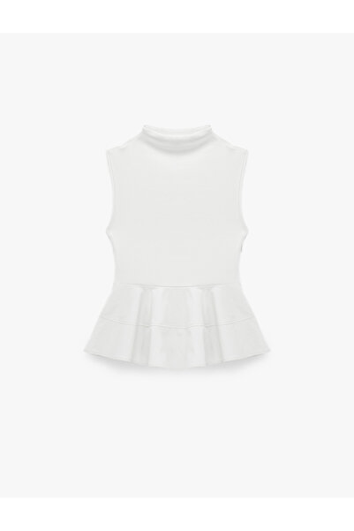 Koton Cotton Slim Fit Sleeveless High Neck Camisole Peplum Blouse