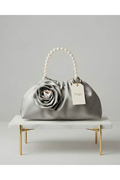 pegu baby collection Royale Series Gray Satin Pearl Handle Pull-Strap Rose Pa...