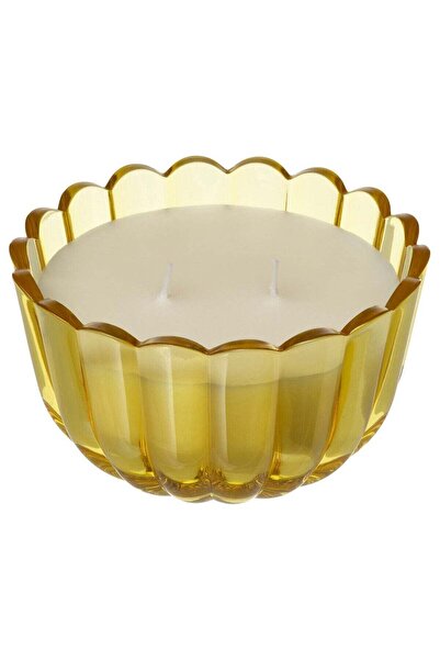 IKEA Scented Candle in Glass 2 Wicks Citrus Flower 22 Hour Burn Yellow Green ...
