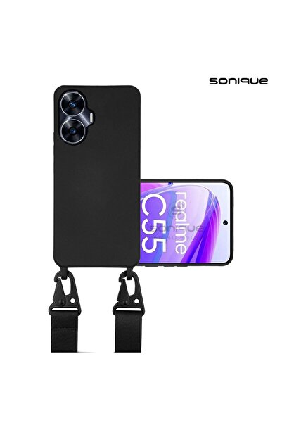 OEM Θήκη Σιλικόνης με Strap CarryHang Sonique Realme C55 Μαύρο