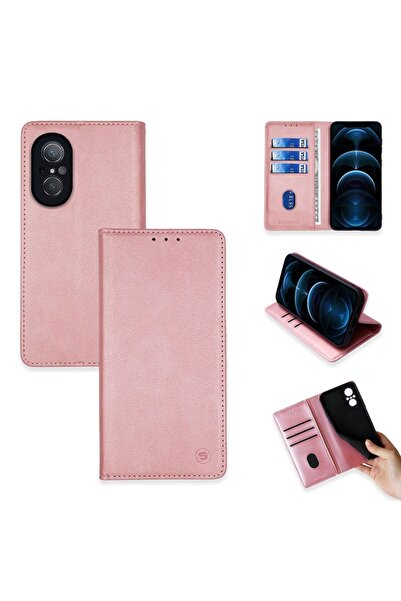 OEM Θήκη Πορτοφόλι Vintage Magnet Wallet Sonique Huawei Nova 9 SE Ροζ Χρυσό