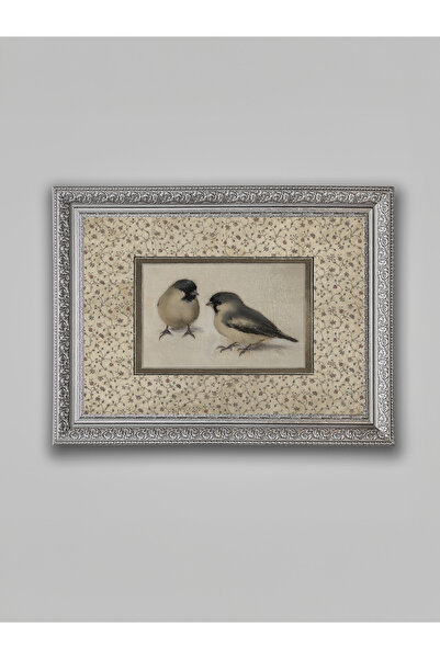 WoodyArts Sparrows Vintage Gray Antique Framed Decorative Living Room Wall Pa...