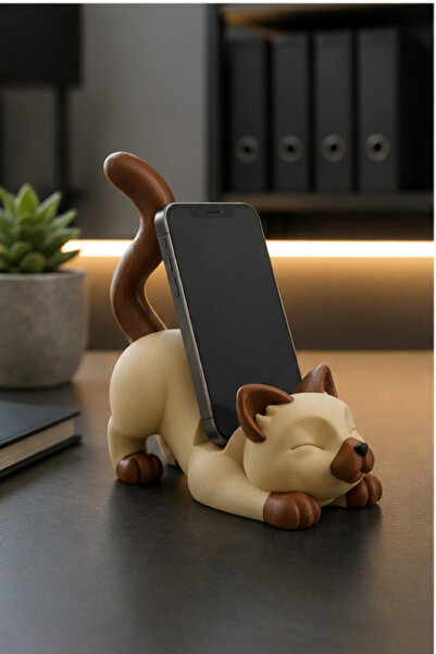 AdresimeYolla Kedi Figürlü Telefon Standı - Dekoratif Obje