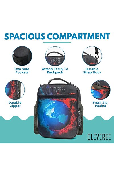 CLEVEREE Kids Lunch Bag - Space Boys