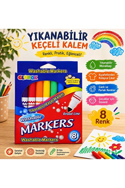 Genel Markalar Yıkanabilir Keçeli Kalem – Çocuk Boyama Kalem Seti