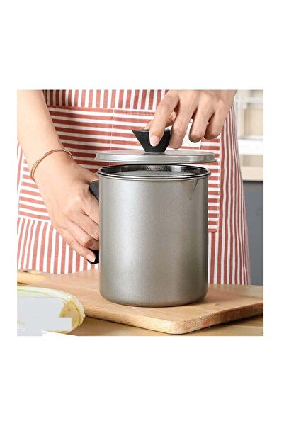 Generic Oil Pot Filter Container Used Cooking Oil Grease Strainer Container Kitchen Deep Fat Filter Pot Metal Large Frying Oil Filter & Storage Can