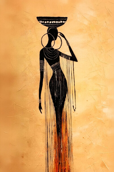 tablosu art Toprak Tonları ve Sıcak Renkler Temalı Etnik Afrika Kadını Bohem ...