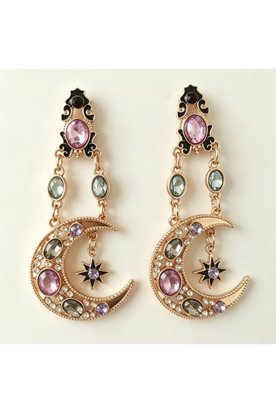 choice2 80101501 2PC Women's Fashion Design Star Moon Earrings Jewelry Access...
