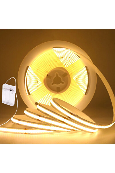 Choice18 5m Warm White 5V COB LED Light Strip 3AA Battery Powered Flexible Ri...