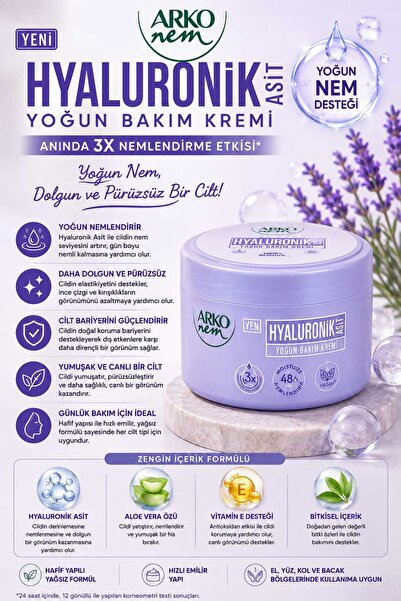 ARKO Hyaluronic Acid Intensive Care Cream 150 ml X 2 Pieces – Hand Face Body Moisturizing Care Cream