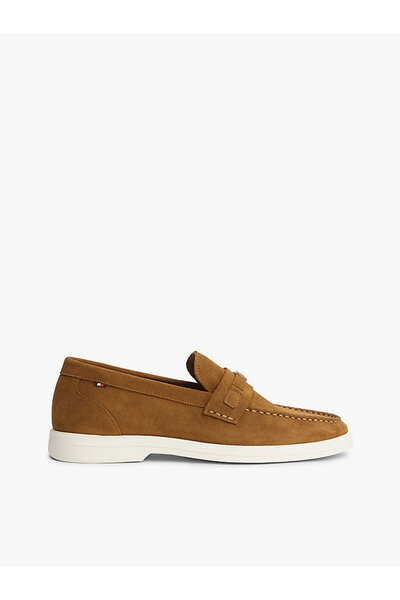 Tommy Hilfiger Erkek Light Süet Flag Hardware Loafer Ayakkabı