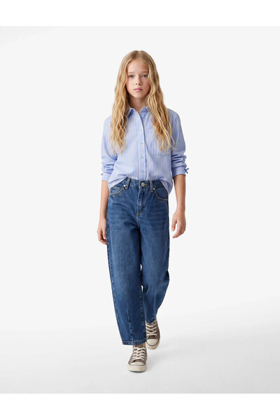 Koton Pamuklu Loose Fit Denim Okul Pantolonu
