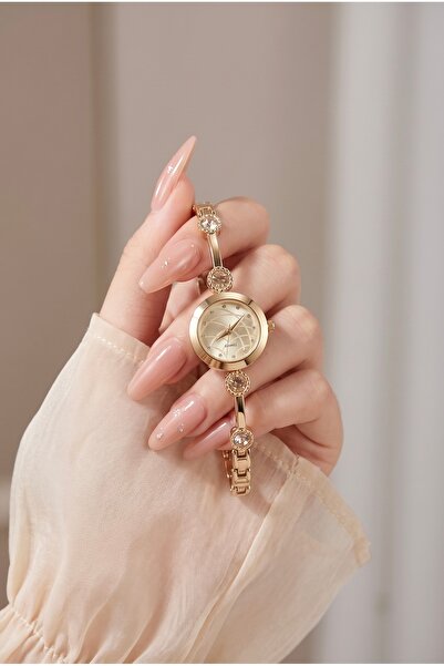 KLISHE Women's Watch Steel Watch with Clasp Band Gold Stone Women's Wristwatc...