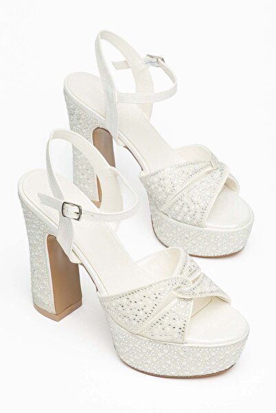 Dilimler Ayakkabı Stoned Women's Platform Heeled Evening Dress Shoes with Cro...