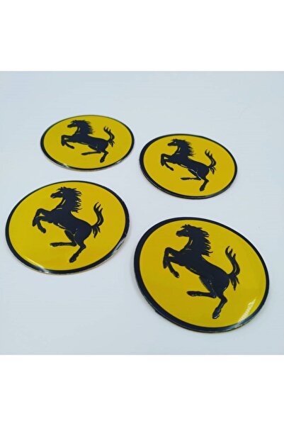 GARDENAUTO Jant Göbeği Arma Ferrari 60mm Yapıştırma Sarı Siyah 4lü Set