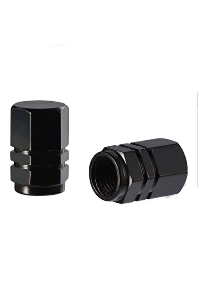 GARDENAUTO Jet Black Siyah Alüminyum Sibop Kapağı 4 Adet Set (OTO ALÜMİNYUM H...